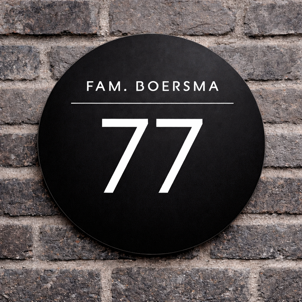 Huisnummerbordje op cirkel | Diverse formaten | Laagste prijs garantie! | GRATIS verzending!